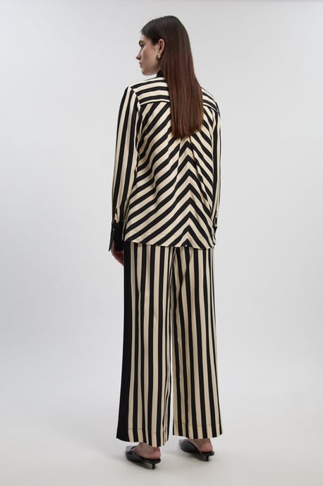 Mono Fluid Stripe Cotton Mix Woven Trouser - Image 4