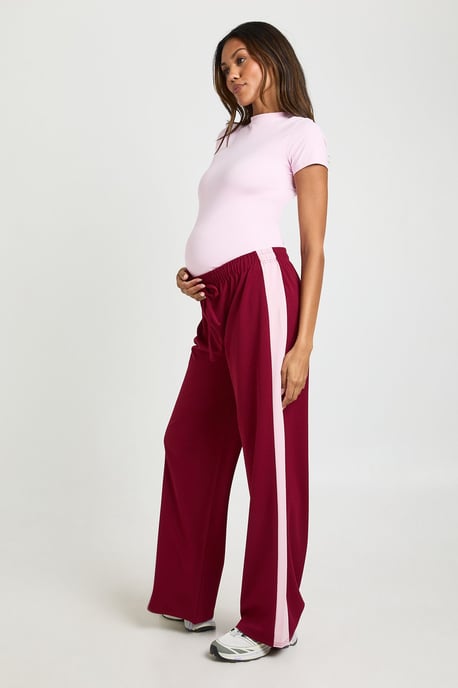 Maternity Contrast Side Stripe Wide Leg Trousers - Image 1