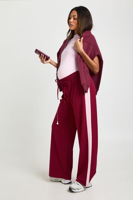 Maternity Contrast Side Stripe Wide Leg Trousers - Image 3