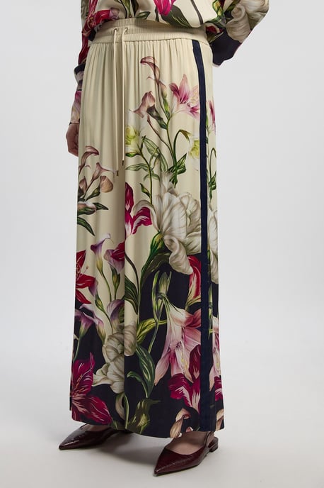 Viscose Satin Floral Print Wide Leg Woven Trouser - Image 2