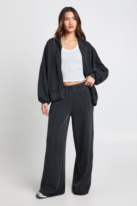 Washed Oversized Zip Through Hoodie Tracksuit - Image 1