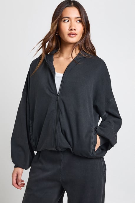 Washed Oversized Zip Through Hoodie Tracksuit - Image 3