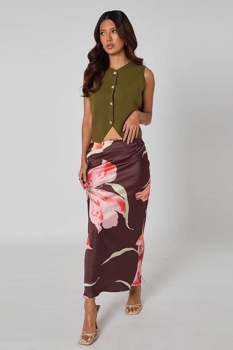 Urban Bliss Floral Midi Skirt - Image 1