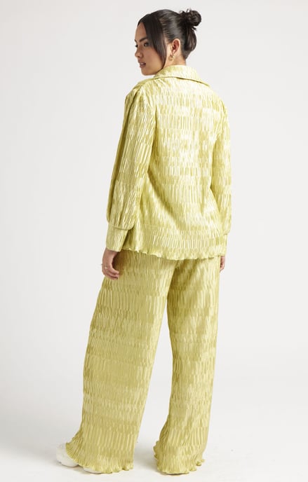 Textured Plisse Wide Leg Trouser - Image 3