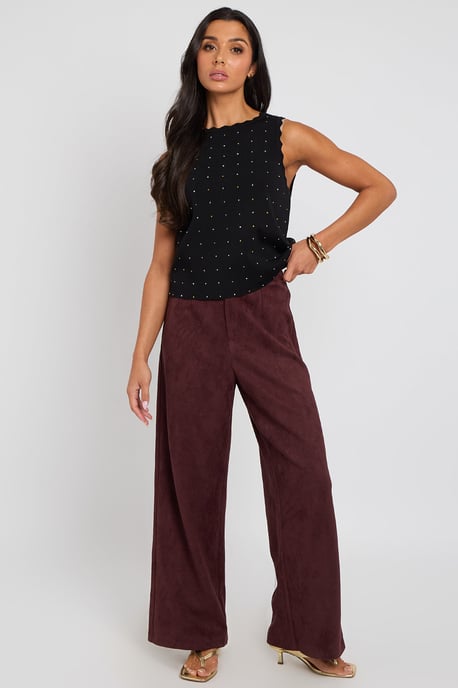 Plum Faux Suede Trousers - Image 1
