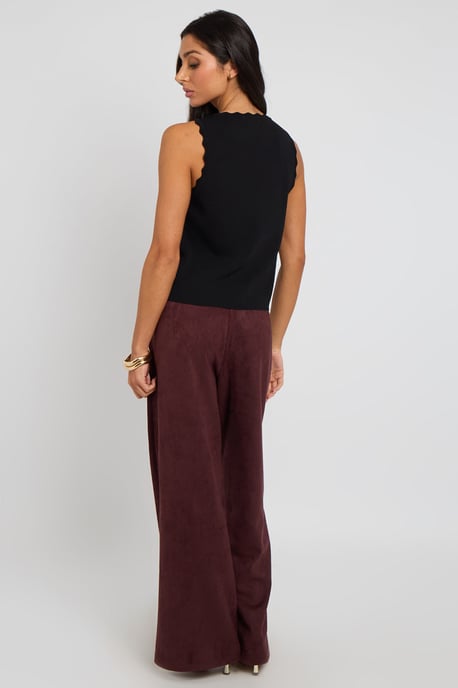 Plum Faux Suede Trousers - Image 4
