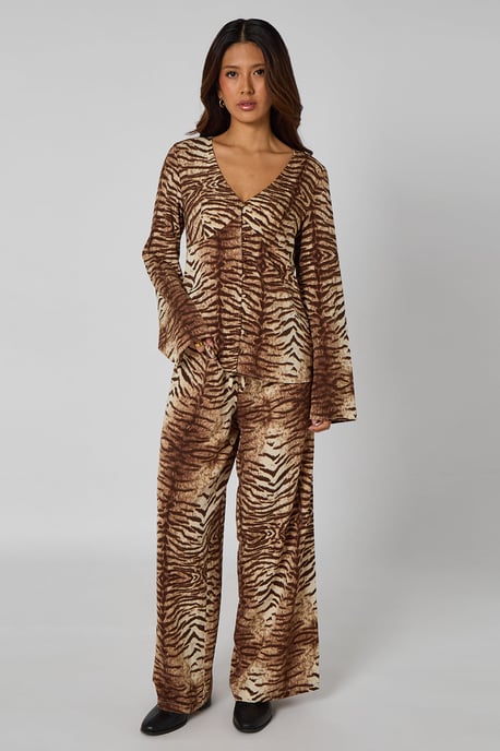 Zebra Wide Leg Trousers - Image 1