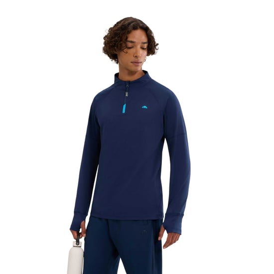 Ellesse Heren Musica Kwart Rits Lange Mouwen T-Shirt (Marineblauw) - Image 3