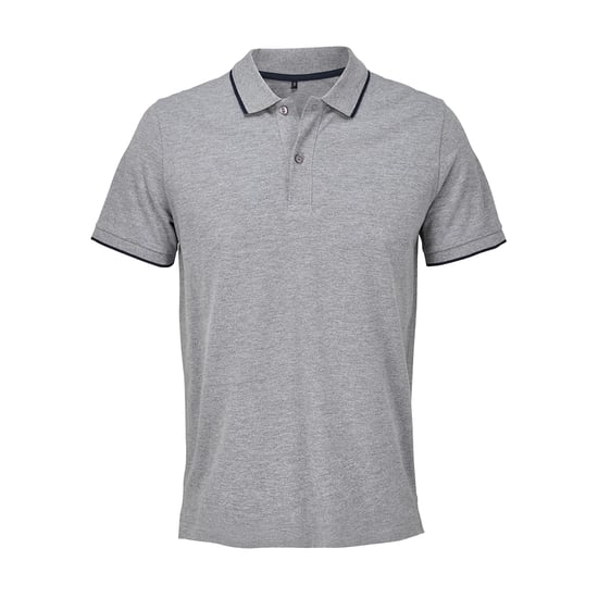 SOLS Unisex Volwassen Palermo Polo Shirt (Grijs Marl/Frans Marineblauw) - Image 1