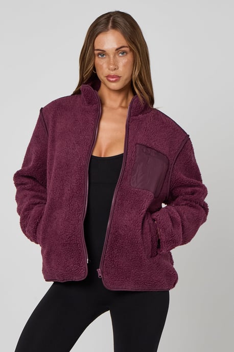 BURGUNDY FLEECE JACKET - Image 1