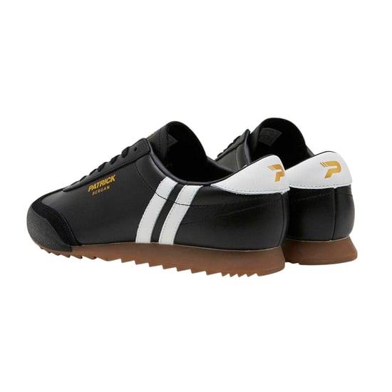 Patrick Mens Bergan Leather Trainers (Black/White) - Image 2