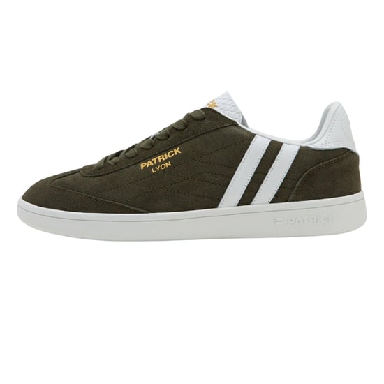 Patrick Mens Lyon Suede Cupsole Trainers (Olive/White) - Image 1