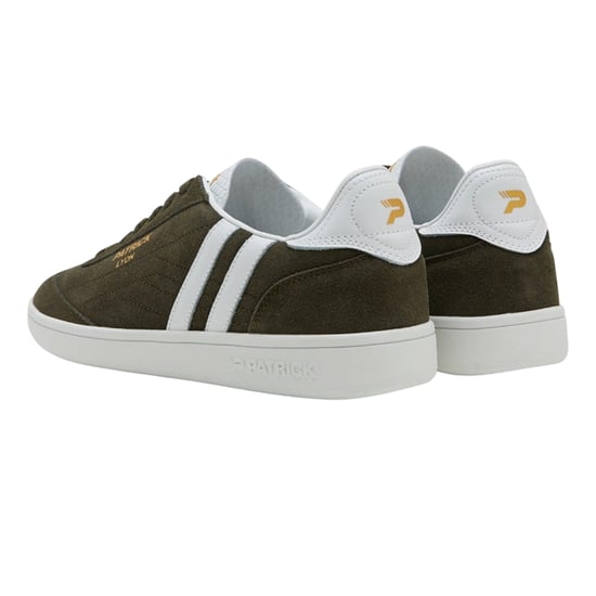 Patrick Mens Lyon Suede Cupsole Trainers (Olive/White) - Image 2