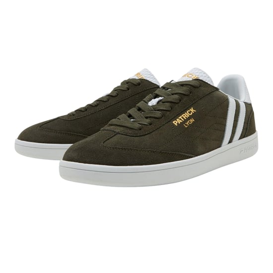 Patrick Mens Lyon Suede Cupsole Trainers (Olive/White) - Image 3