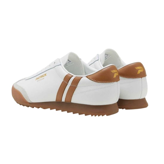 Patrick Mens Bergan Leather Trainers (White/Tan) - Image 2