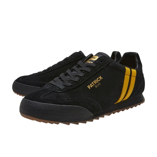 Patrick Mens Rio Suede Trainers (Black/Yellow) - Image 1