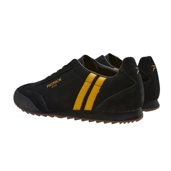 Patrick Mens Rio Suede Trainers (Black/Yellow) - Image 2