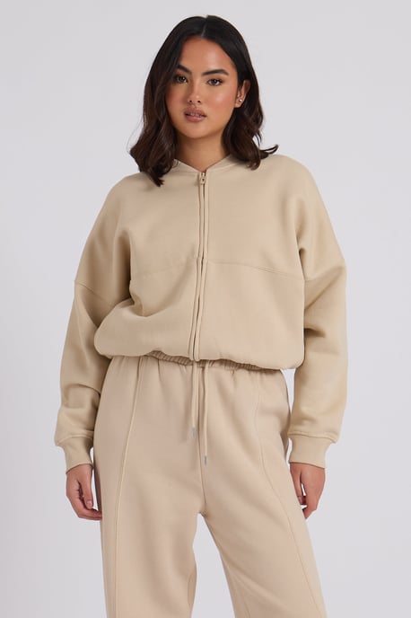 Cream Bomber and Wide Leg Jogger Set - Image 3