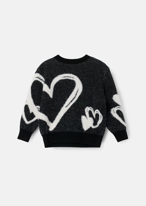 Zara Black Heart Jumper - Image 1