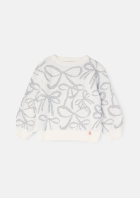 Livia Silver Bow Eyelash Jumper - Image 1