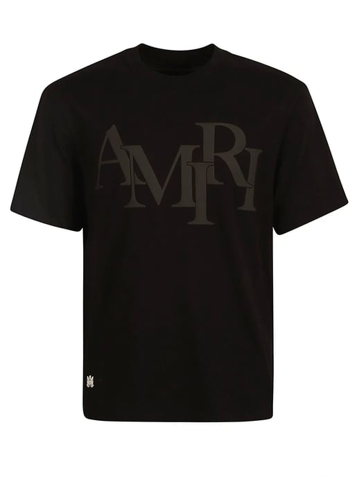 Staggered Logo Print T-Shirt in Black - Image 2