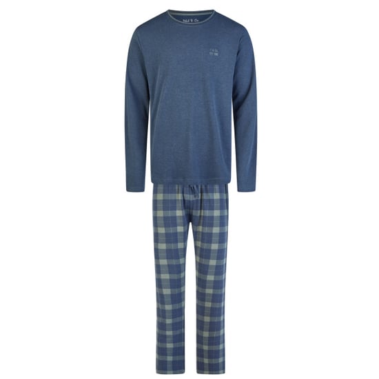 Phil & Co Heren winter pyjama set lang interlock donkerblauw geruit - Image 1