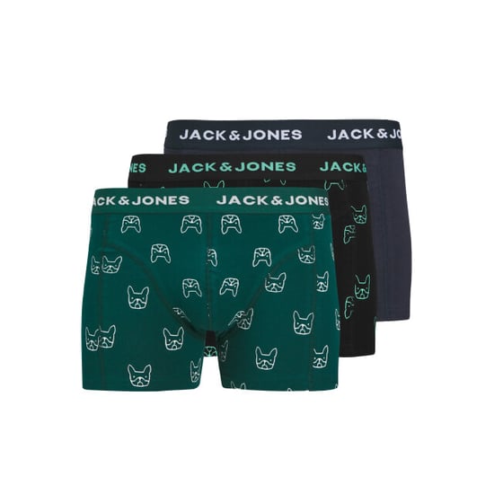 Jack & Jones Heren boxershorts trunks jacdenim hond print 3-pack groen/donkerblauw - Image 1