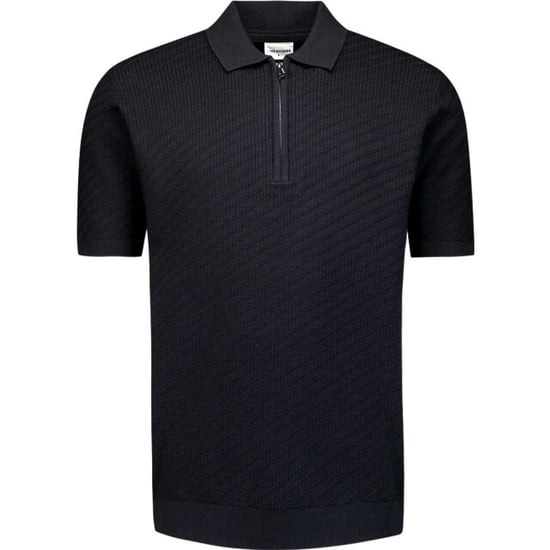 No Excess Pullover short sleeve polo zip soli black - Image 4
