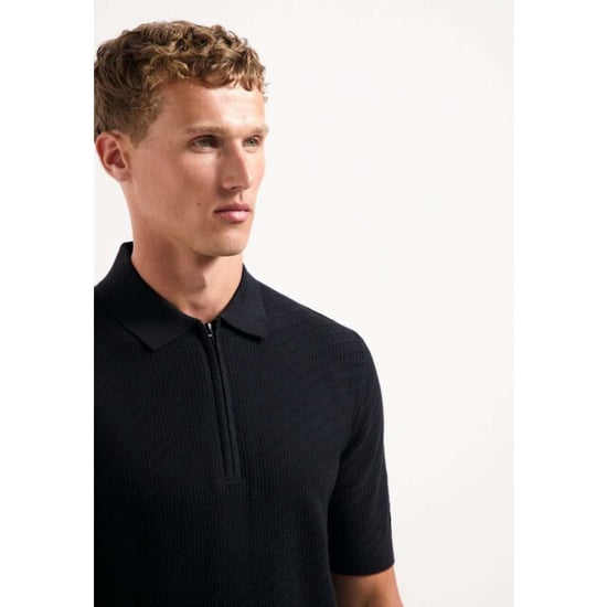 No Excess Pullover short sleeve polo zip soli black - Image 6