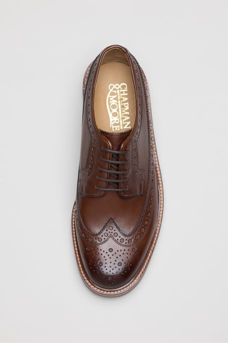 Chapman & Moore Longwing Brogue Country Leather Men's Choco Shoes - Image 5