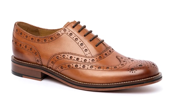 Chapman & Moore Oxford Brogue Leather Men's Tan Burnish Shoes - Image 1
