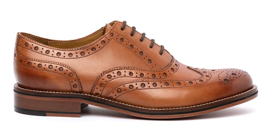 Chapman & Moore Oxford Brogue Leather Men's Tan Burnish Shoes - Image 2