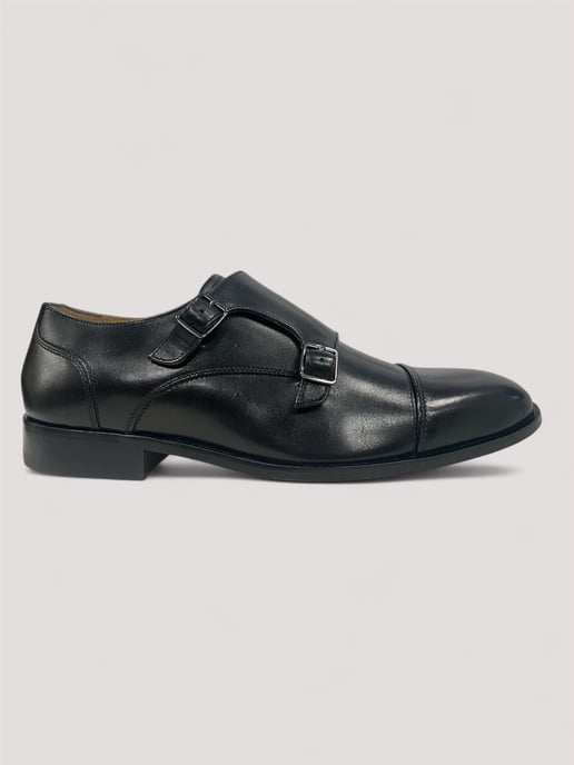 Chapman & Moore Toe Cap Monk Leather Men's Black Shoes - Image 2