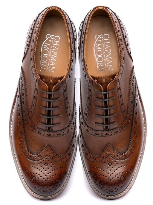 Chapman & Moore Oxford Brogue Leather Men's Mahogany Shoes - Image 3