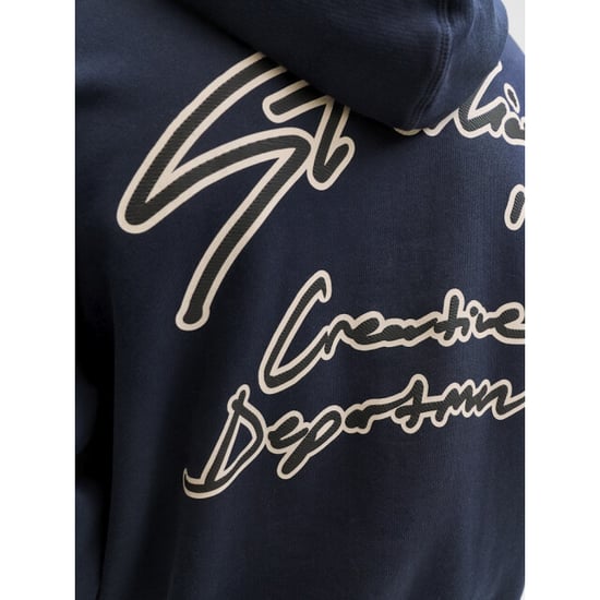 Jack & Jones Jornostalgia typo sweat hood navy - Image 2