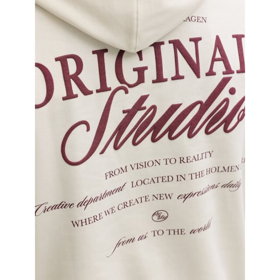 Jack & Jones Jornorrebro typo back sweat hood sn ecru - Image 2