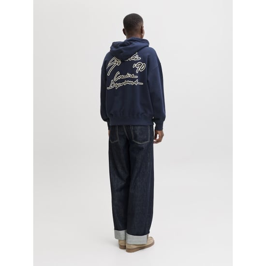 Jack & Jones Jornostalgia typo sweat hood navy - Image 3