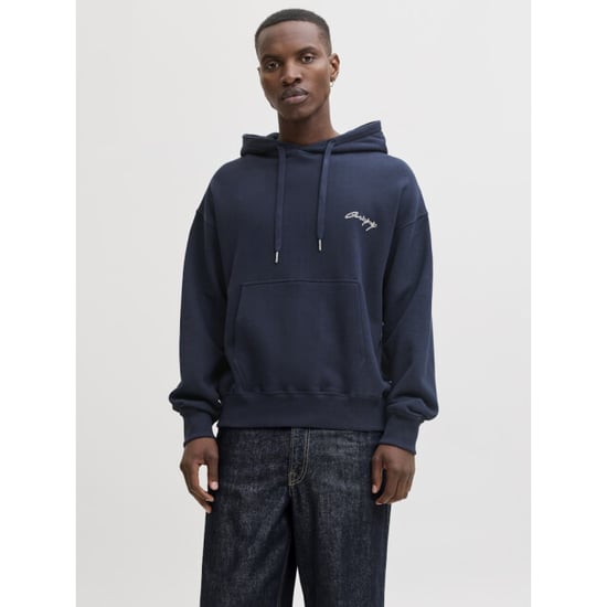 Jack & Jones Jornostalgia typo sweat hood navy - Image 4