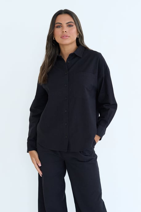 Linen Blend Oversized Shirt - Image 1