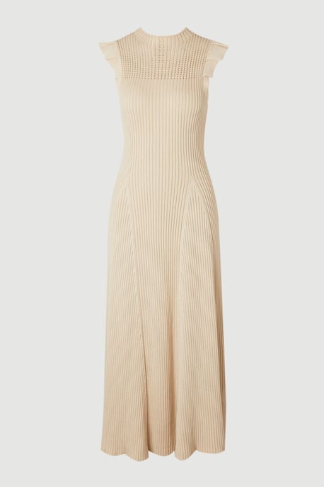 Pointelle Frill Sleeve Knit Midi Dress - Image 4
