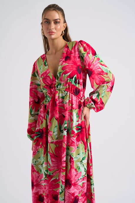 Large Floral Ruched Smock Dress - Image 2