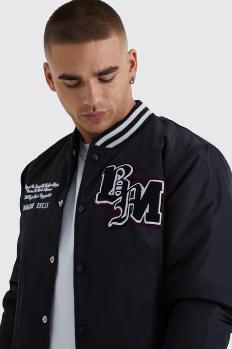 Nylon Varsity Jacket With Badges - Image 3