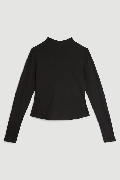 Stretch Cotton Funnel Neck Top - Image 4