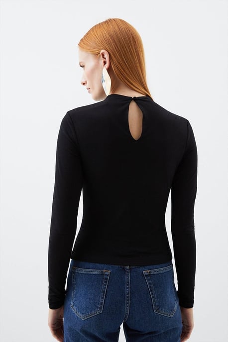 Stretch Cotton Funnel Neck Top - Image 5
