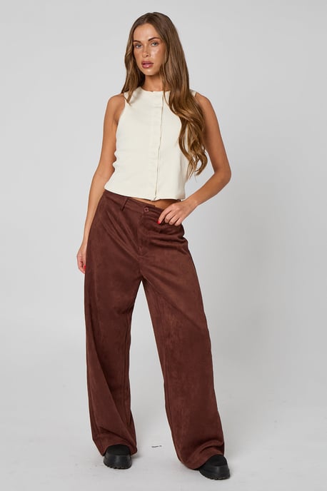 Faux Suede Wide Leg Trouser - Image 1