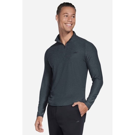 Skechers GO DRI All Day Performance 1/4 Zip Polyester Herr Svart Aktivitets T-shirtar - Image 3