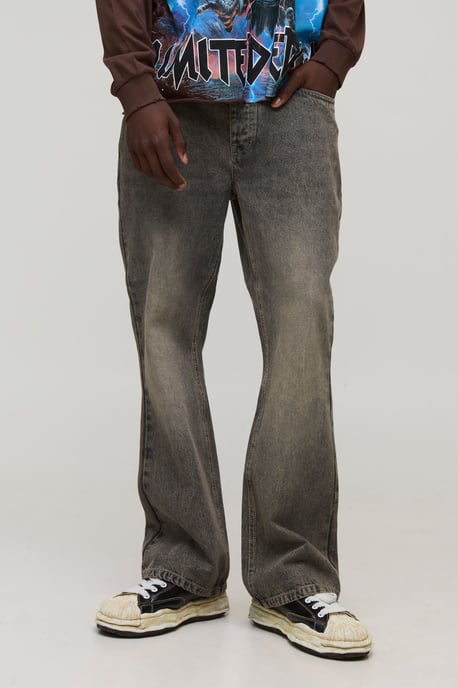 Straight Flared Fit Washed Jeans - Image 1