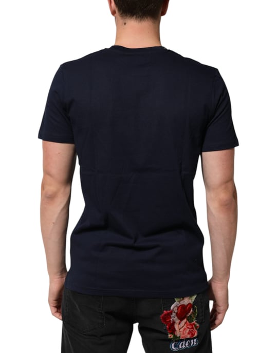 Dolce & Gabbana Donkerblauwe Katoenen DG Logo Print Heren T-shirt - Image 4