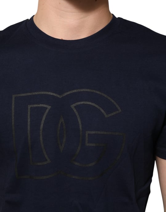Dolce & Gabbana Donkerblauwe Katoenen DG Logo Print Heren T-shirt - Image 5