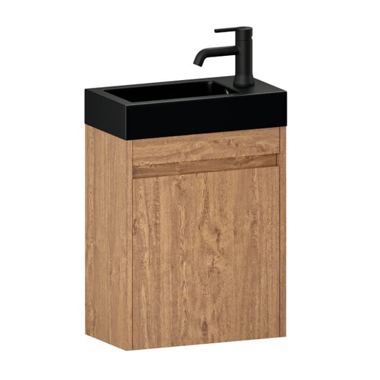 Mirlux Toiletmeubel elen 40cm warm eiken wastafel zwart - Image 2